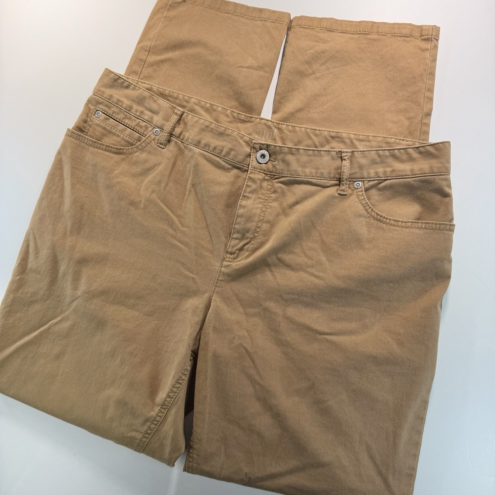 J. Jill Authentic Fit Slim Pant Tapered Leg Cotton Blend Tan Camel 14